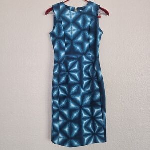 Calvin Klein Blue Sleeveless Sheath Scuba Midi Dress